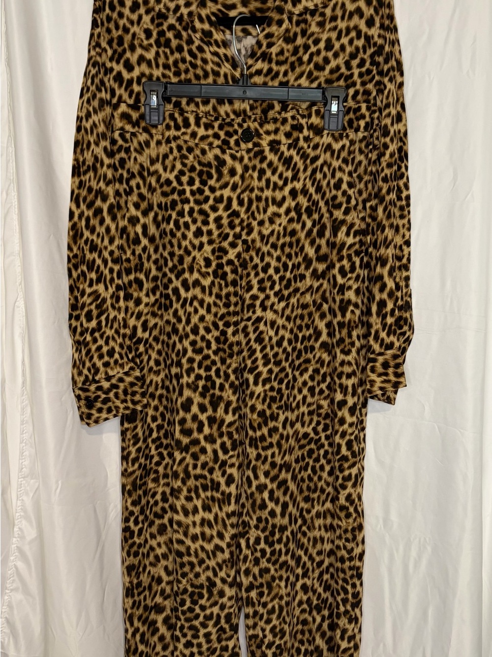 Zara Leopard Print Jumpsuit - Black and Tan - Picture 1 of 16